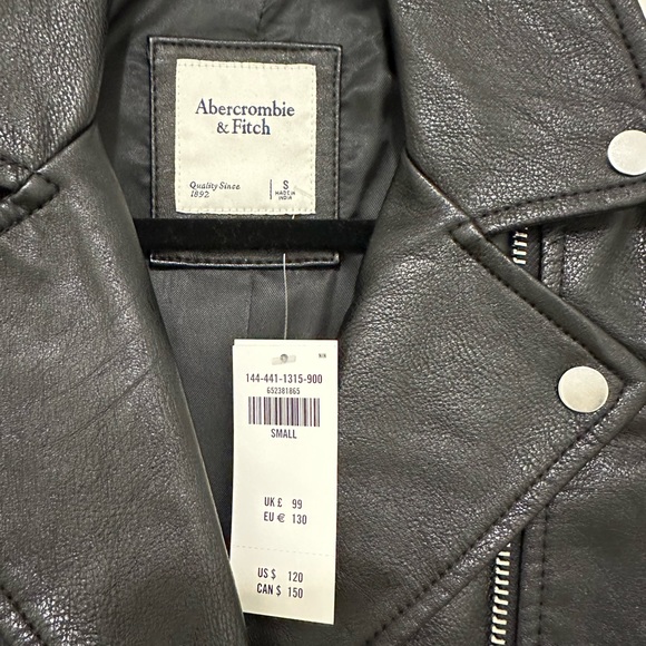 NWT Abercrombie Vegan Leather Moto Jacket - Picture 2 of 3